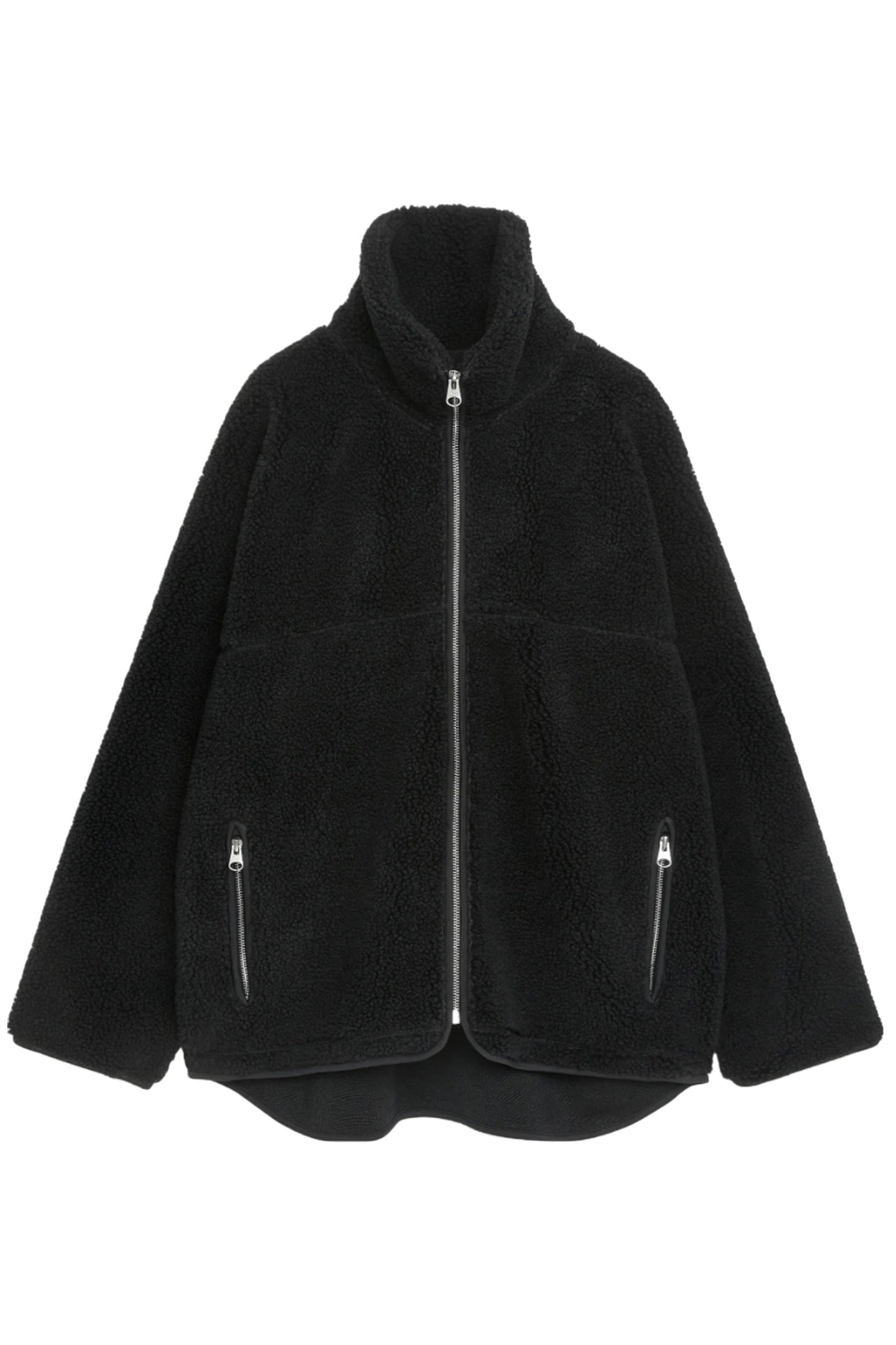 High-neck Black Pile Jacket