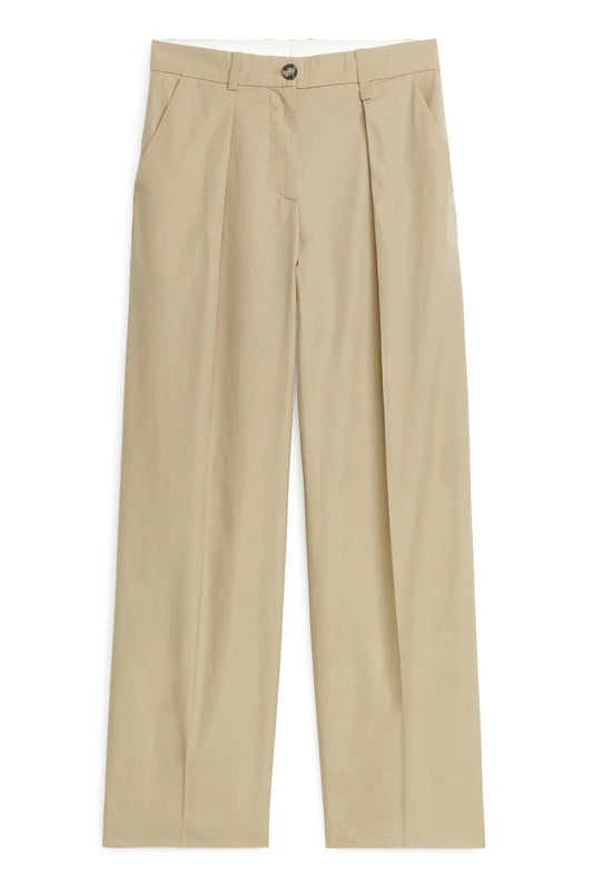 Straight-Cut Poplin Trousers
