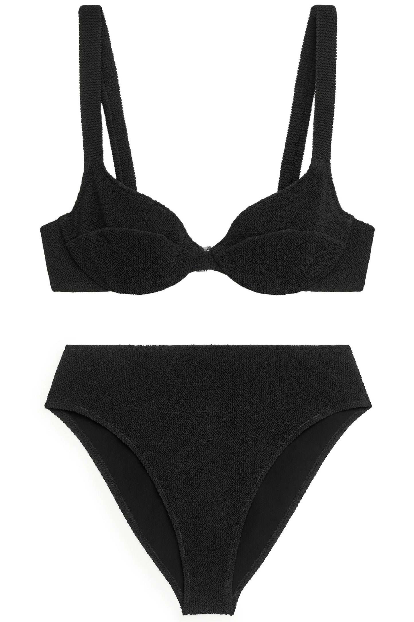 Crinkle Wired Bikini Black