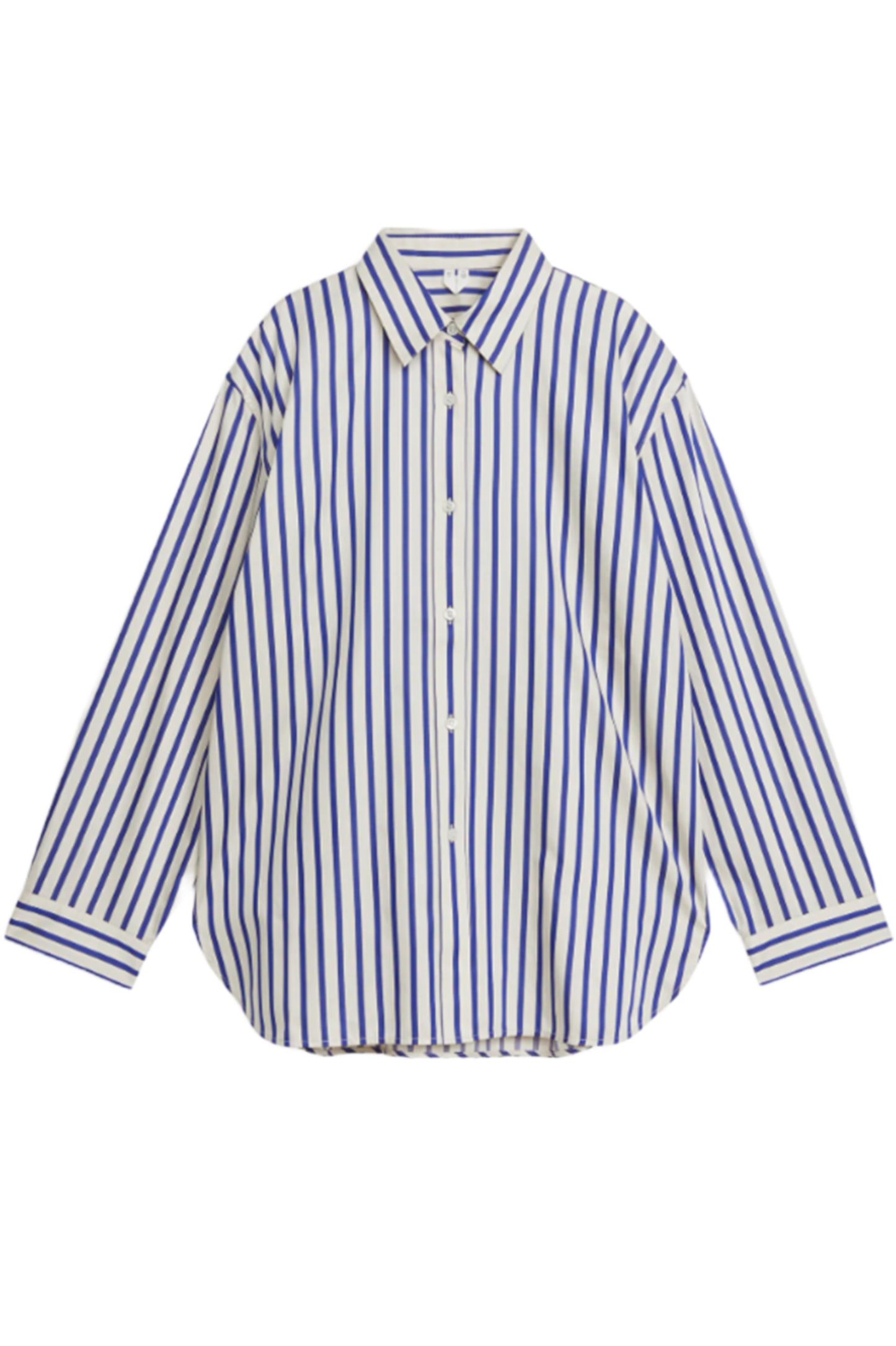 Relaxed Blue And White Poplin Shirt