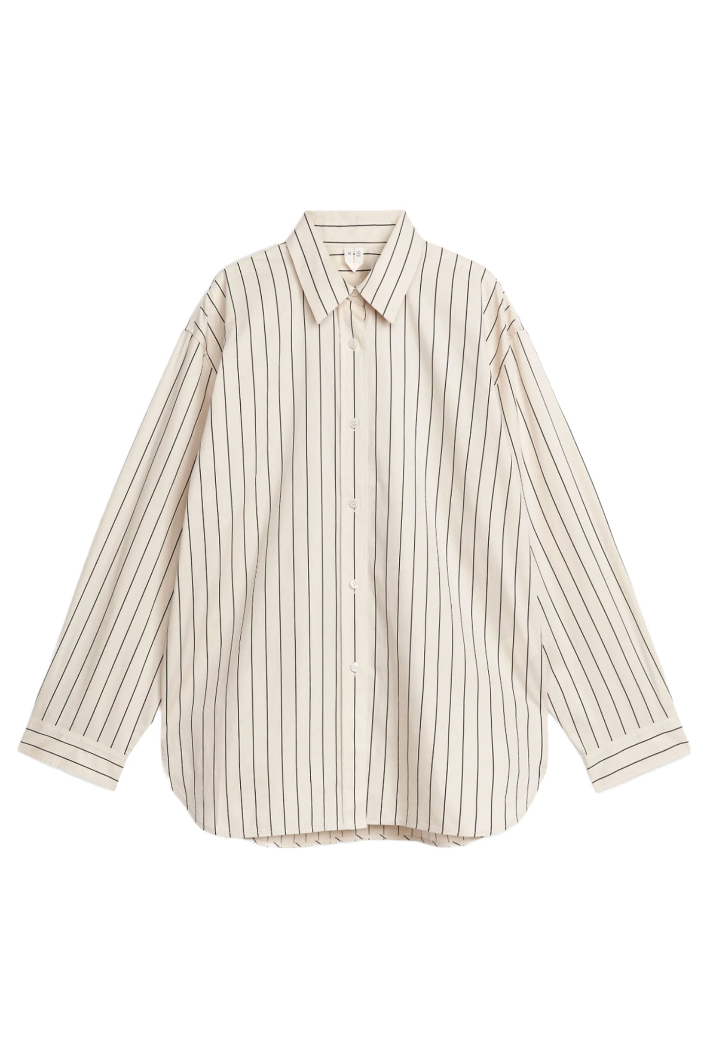 Relaxed Leight Beige And Black Poplin Shirt