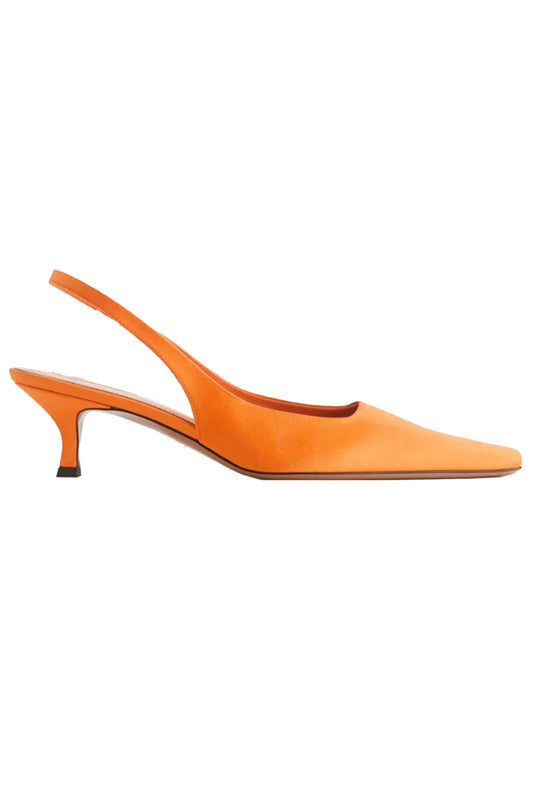 Orange Slingback Satin Pumps