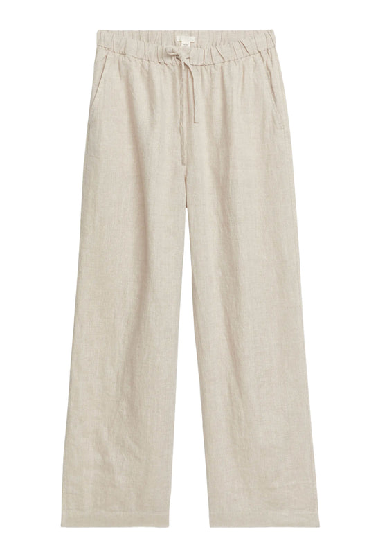 Linen Drawstring Trousers Beige