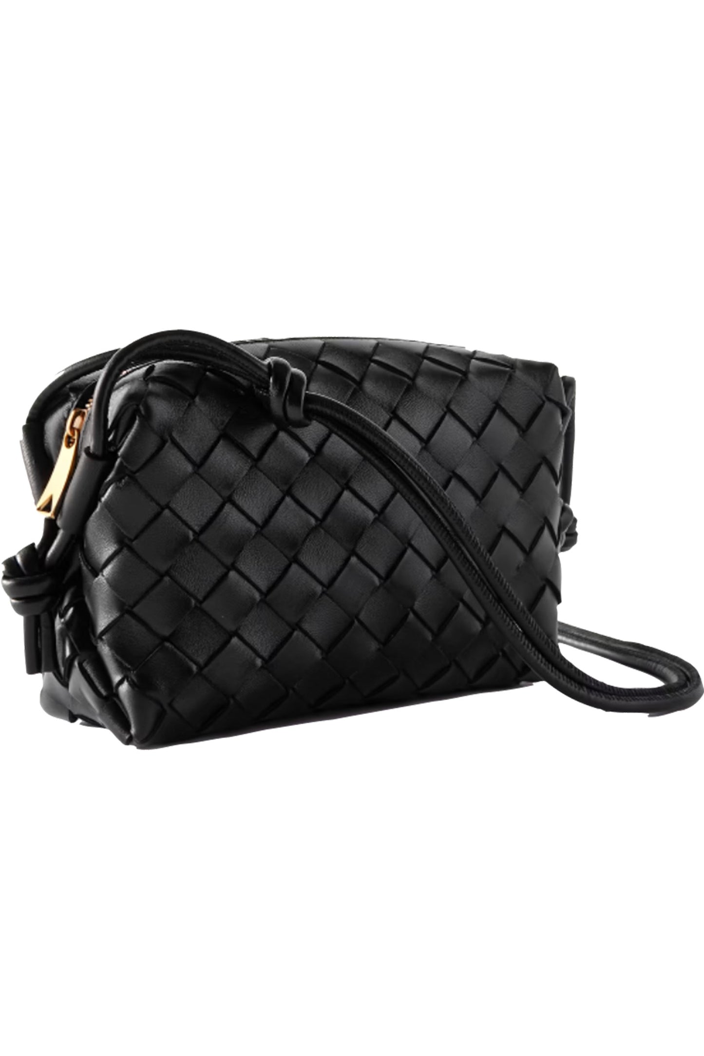 Loop Mini Intrecciato Leather Shoulder Bag Black