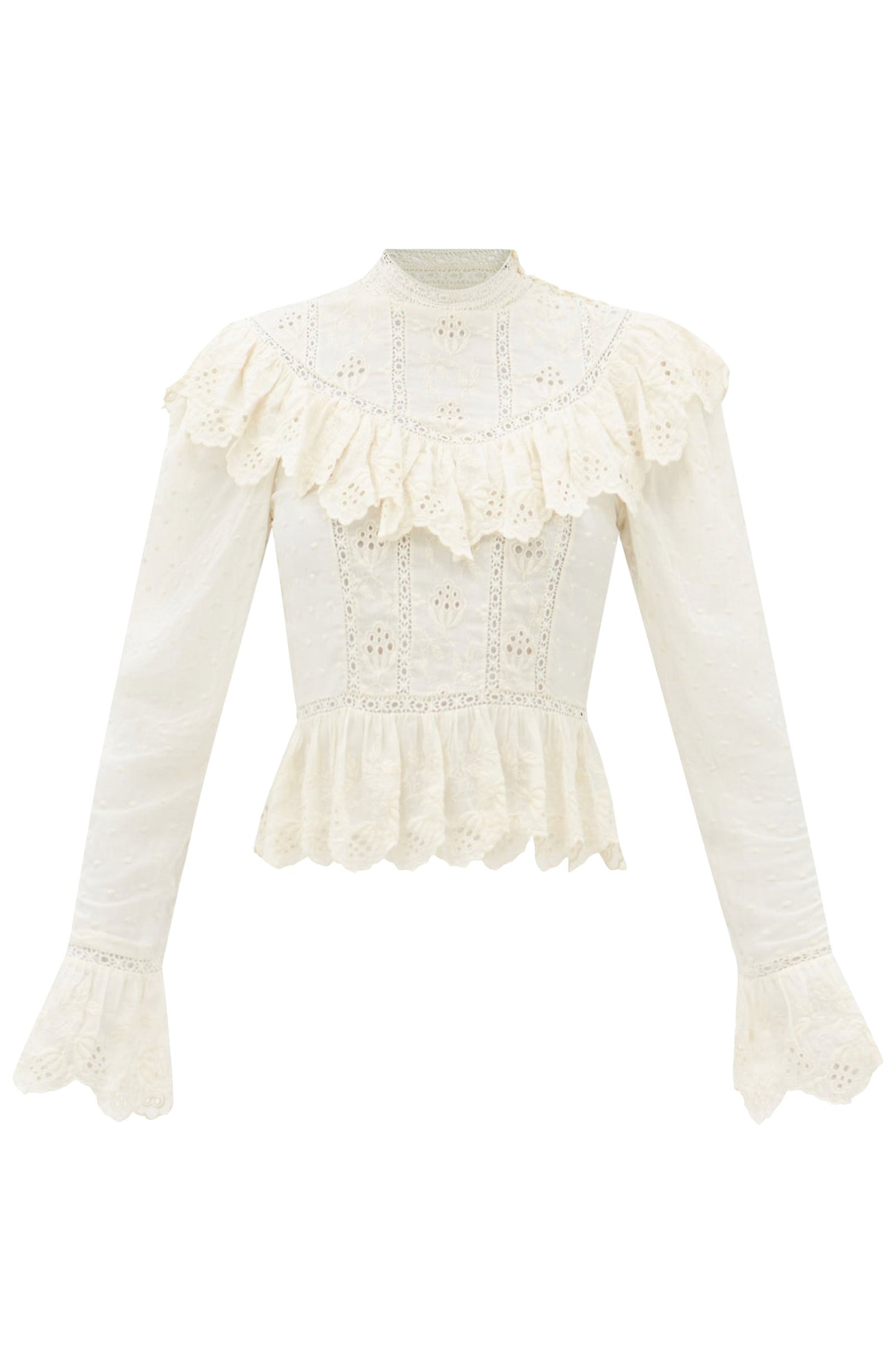 Emmanuelle Broderie-anglaise Ruffled Blouse