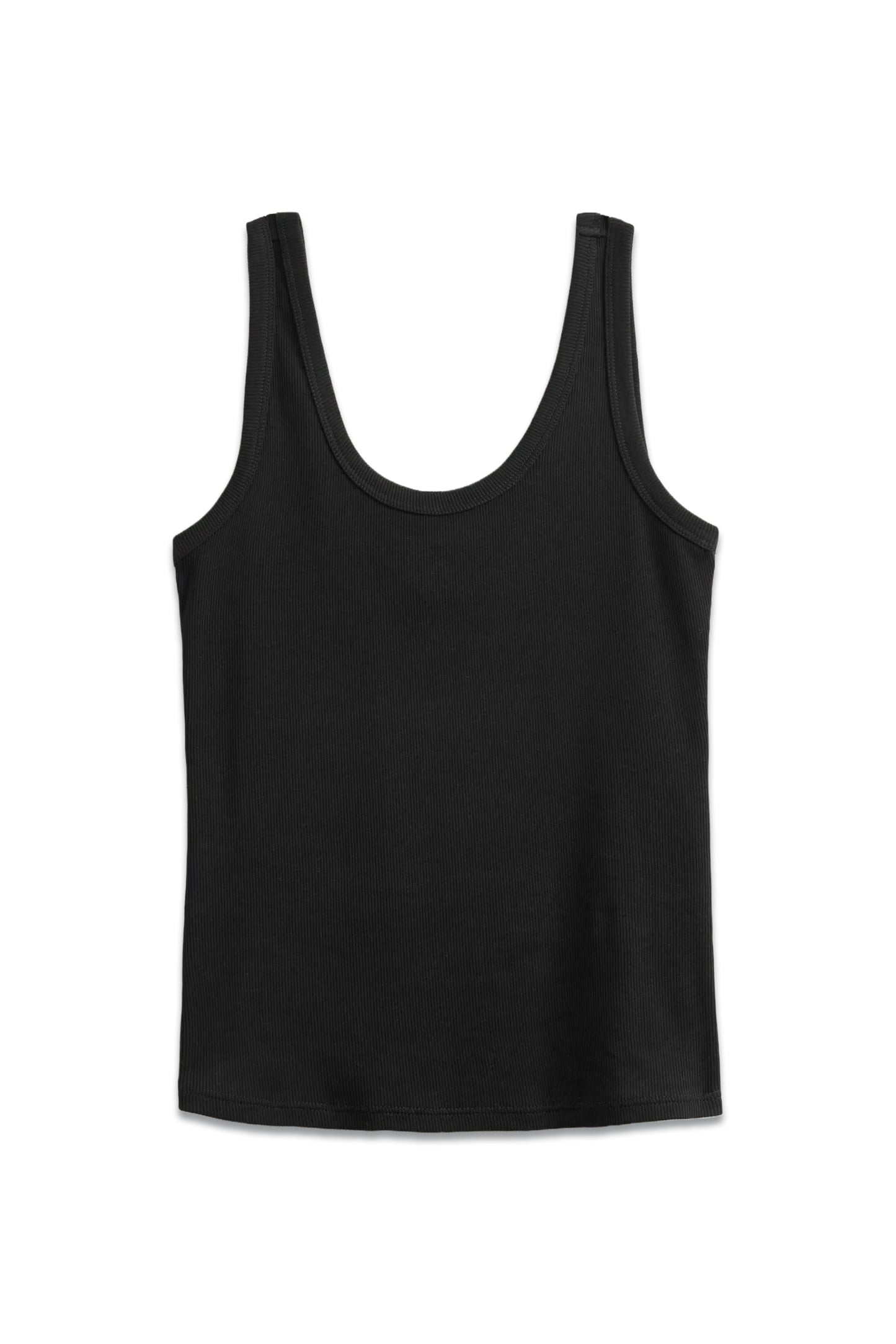 Cotton Ribbed Scoop Vest Black