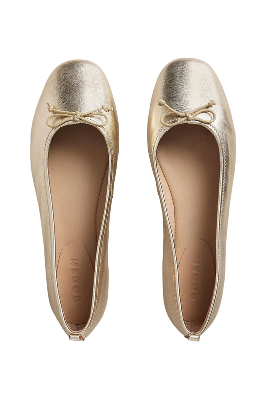 Flexible Sole Ballet Pumps Gold