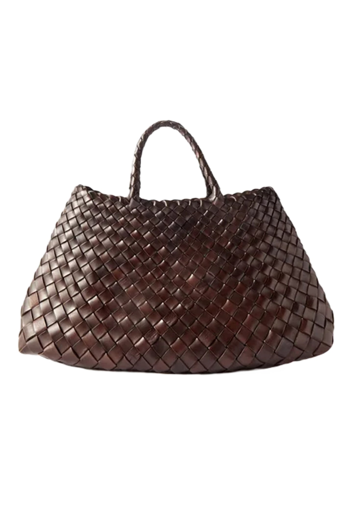 Santa Croce Small Woven-Leather Tote Bag Brown