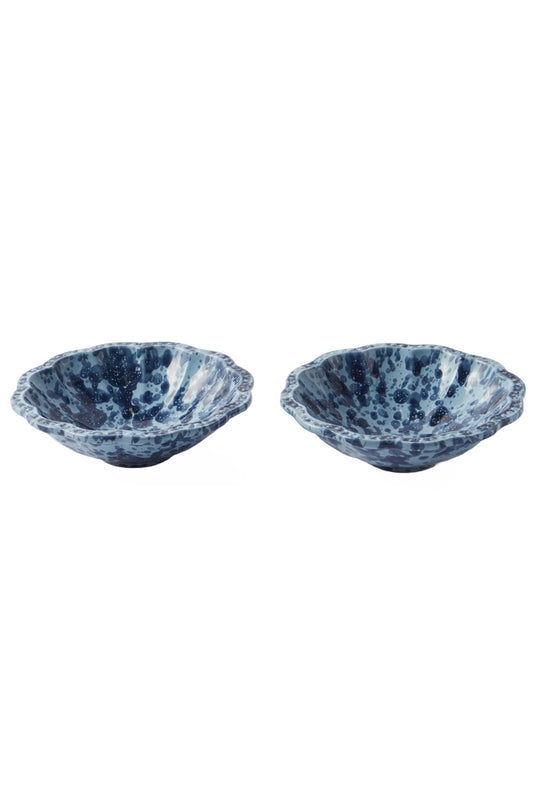 Set Of Two Small speckled Glazed-ceramic Bowls