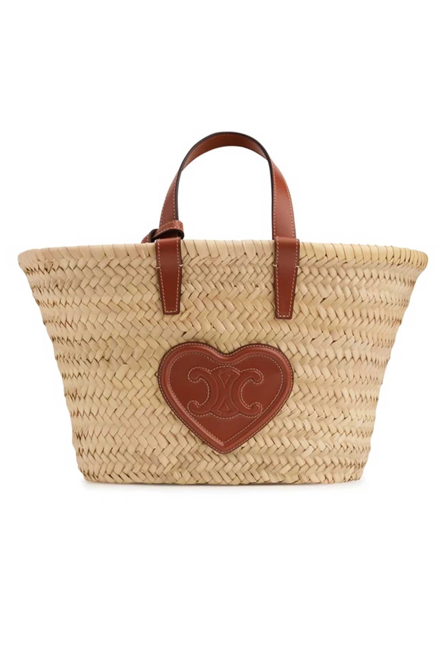 Raffia Bag With Heart Patch