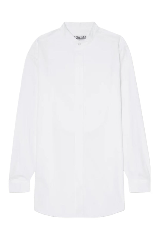 White Cotton-poplin And Piqué Shirt