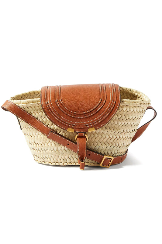 Marcie Leather And Straw Basket Bag