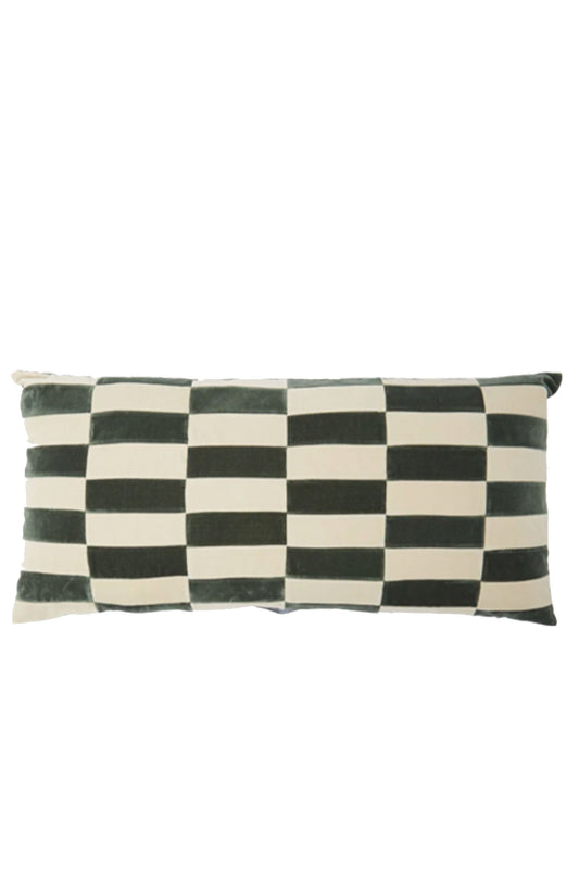 Holly Checked Cotton-Velvet Cushion