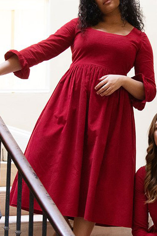 Lily Red Corduroy Dress