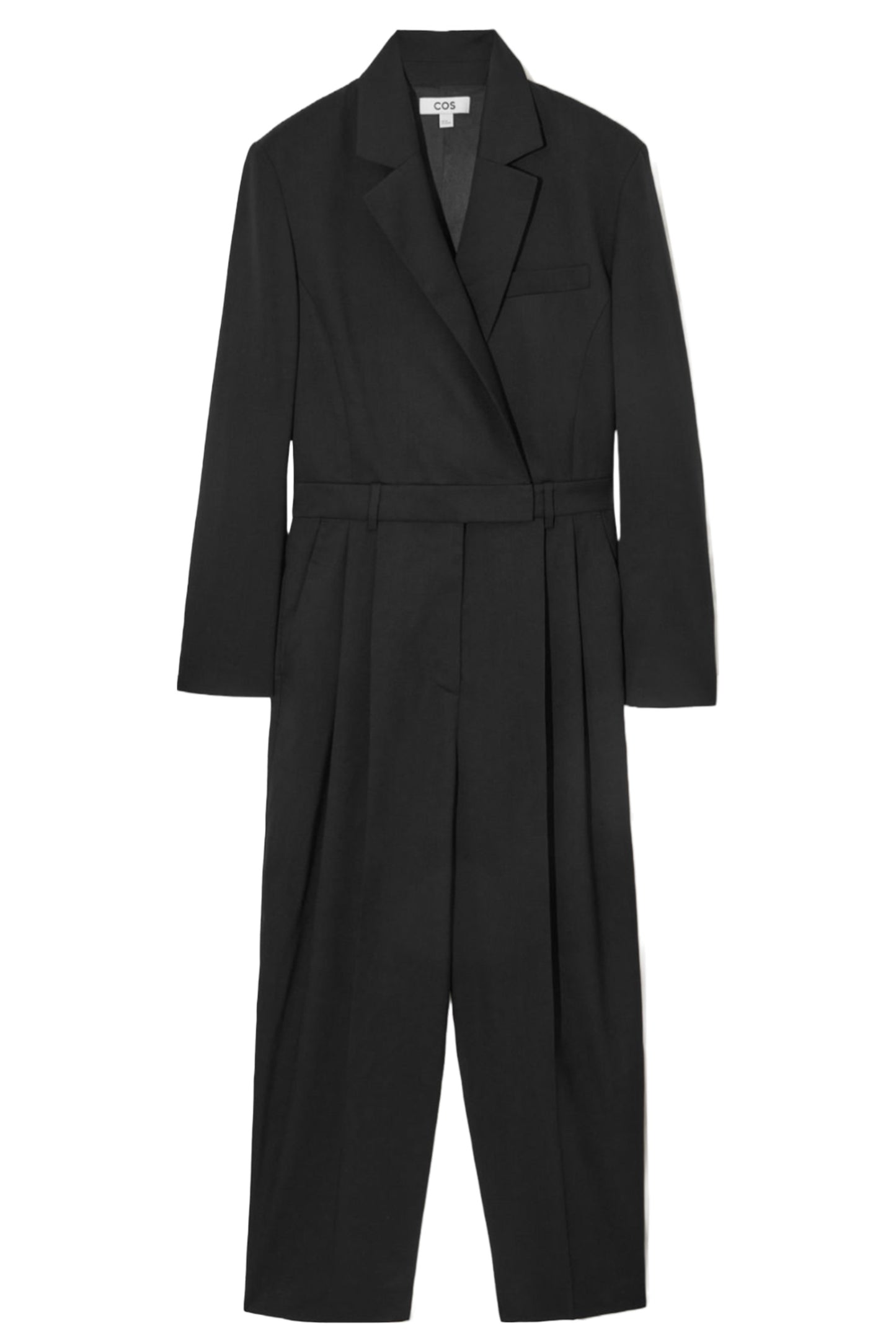 Tailored Black Wool Tuxedo Jumpsuit