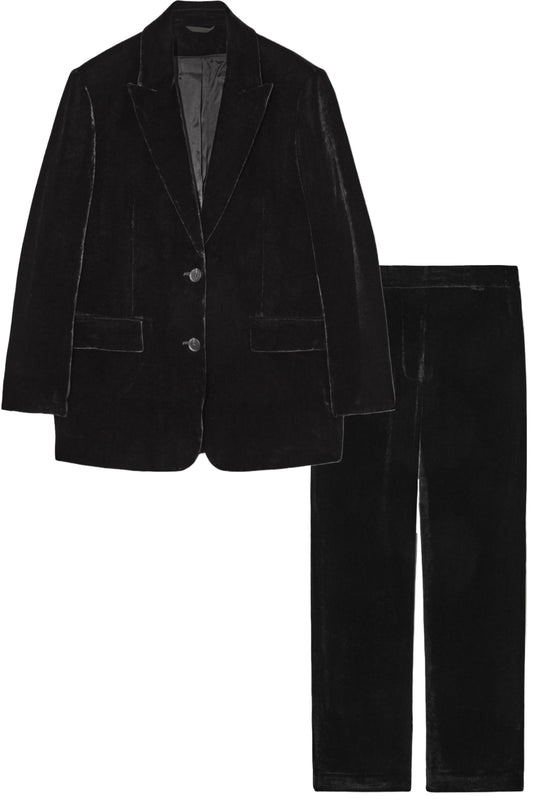 Relaxed-fit Velvet Blazer And Straight-leg Trousers