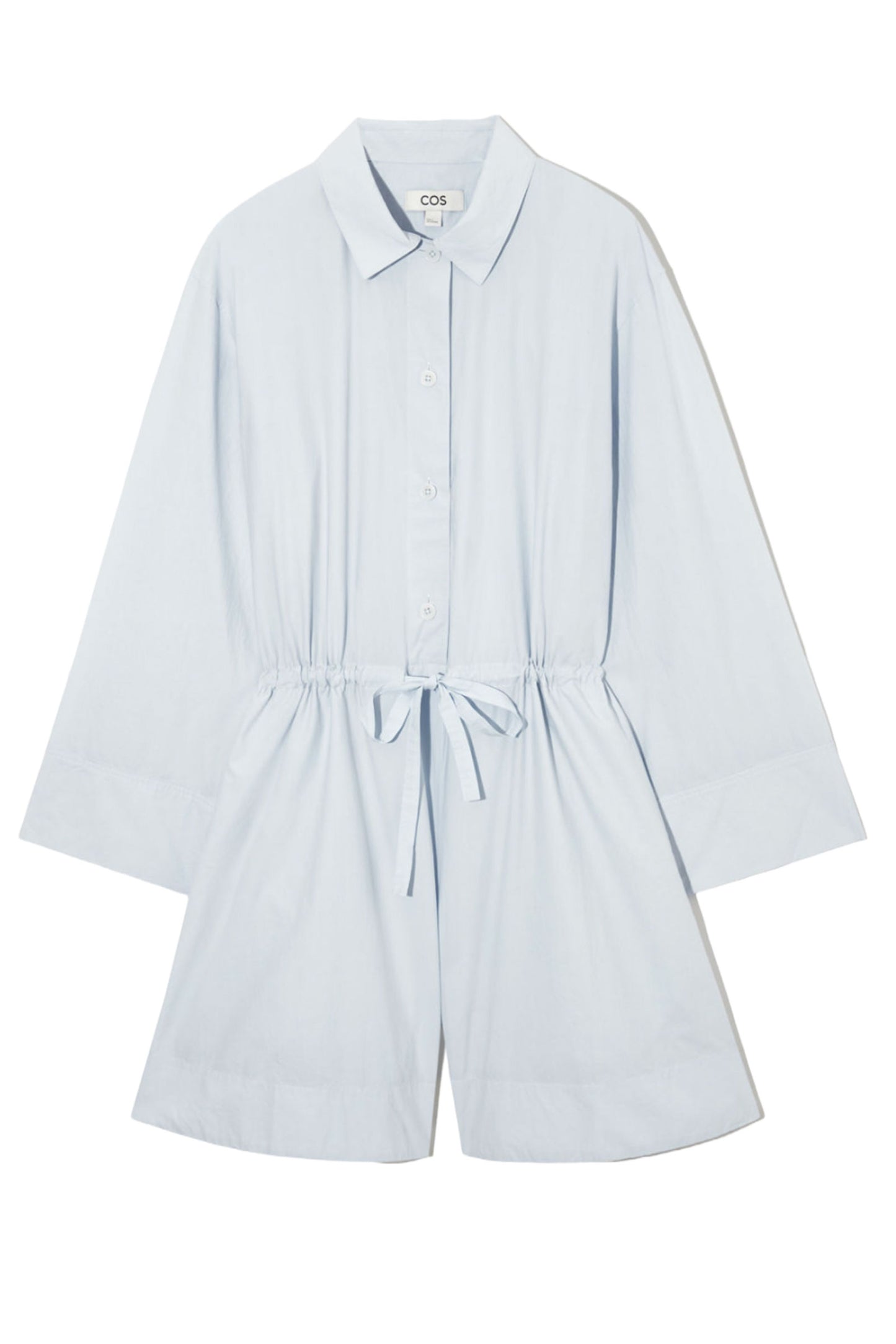 Light Blue Long-sleeved Poplin Playsuit