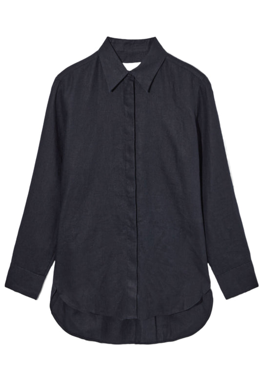 Navy Regular-fit Linen Shirt