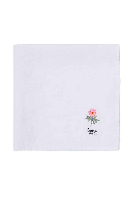 Peony Embroidered Napkin