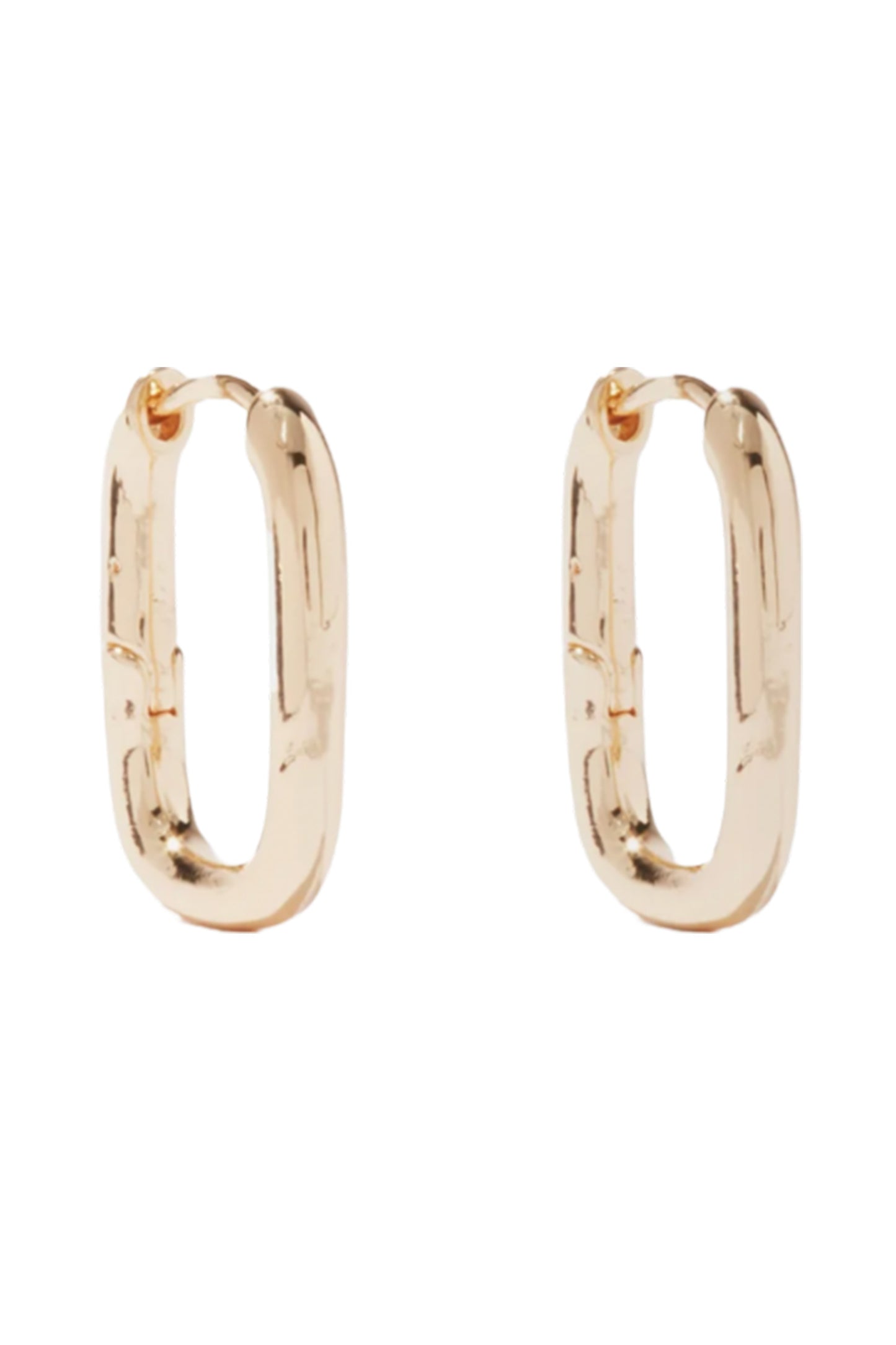 Square-Link Gold-Plated Hoop Earrings