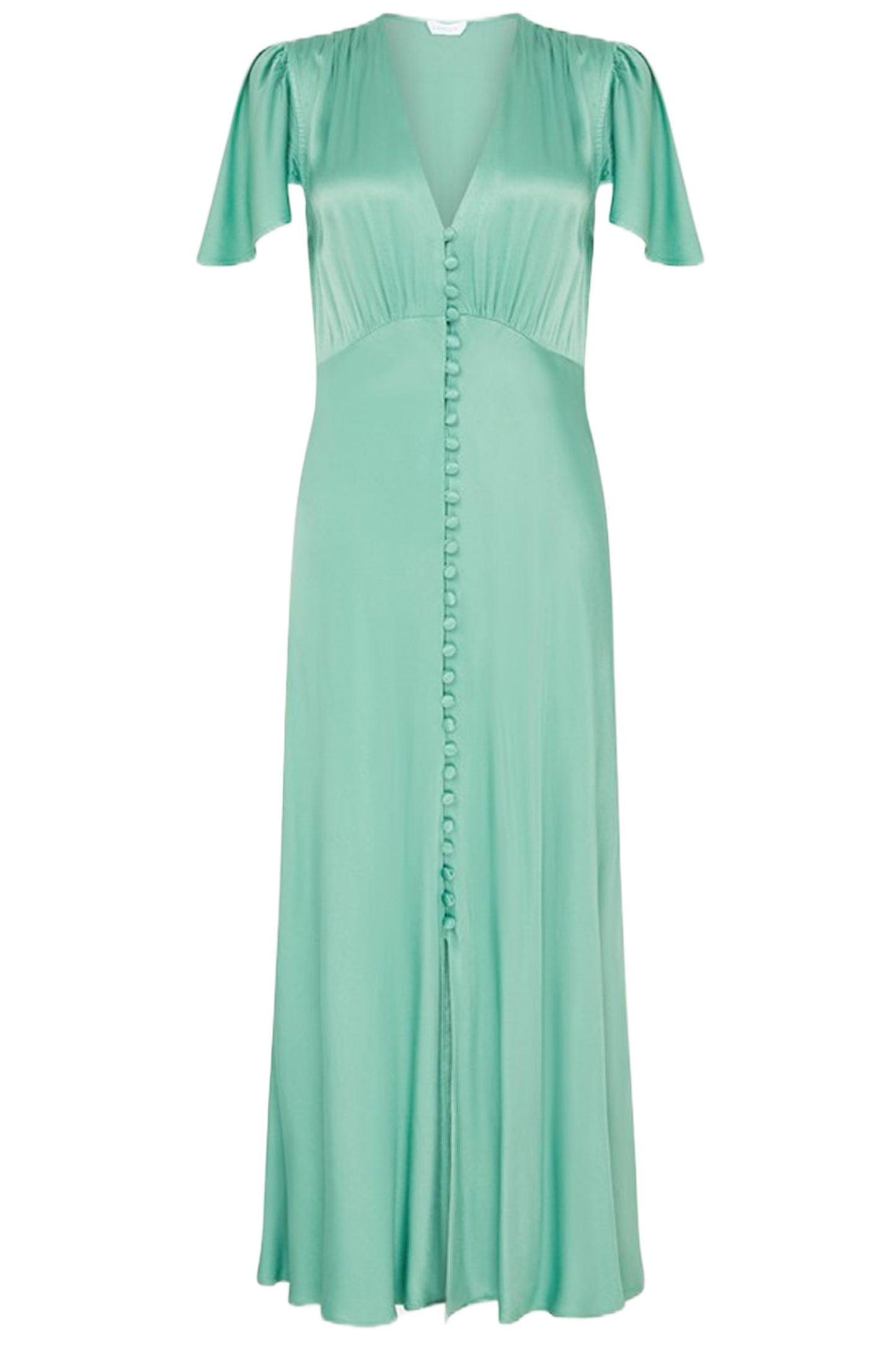 Green Grace Satin Swing Midi Dress