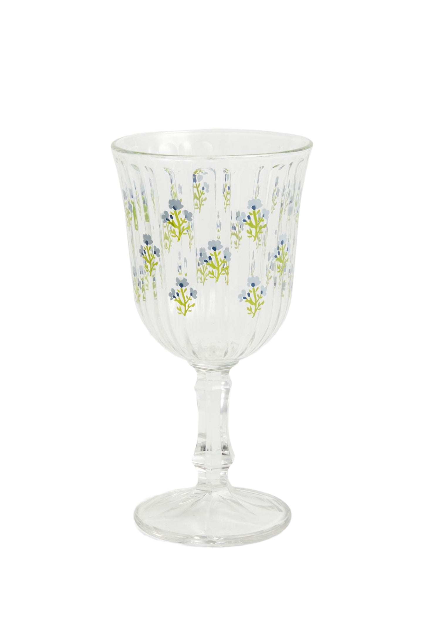 Flower Sprigs Wine Glass, 250ml, Green/Clear