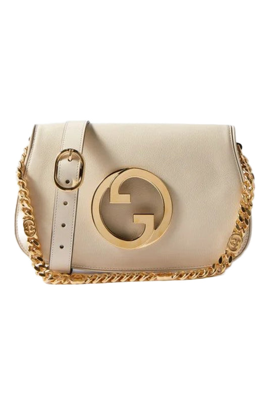 Neutral Blondie Chain-Strap Leather Cross-Body Bag