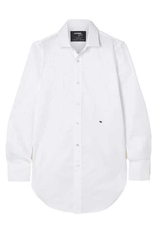 Embroidered Cotton-Poplin Shirt White