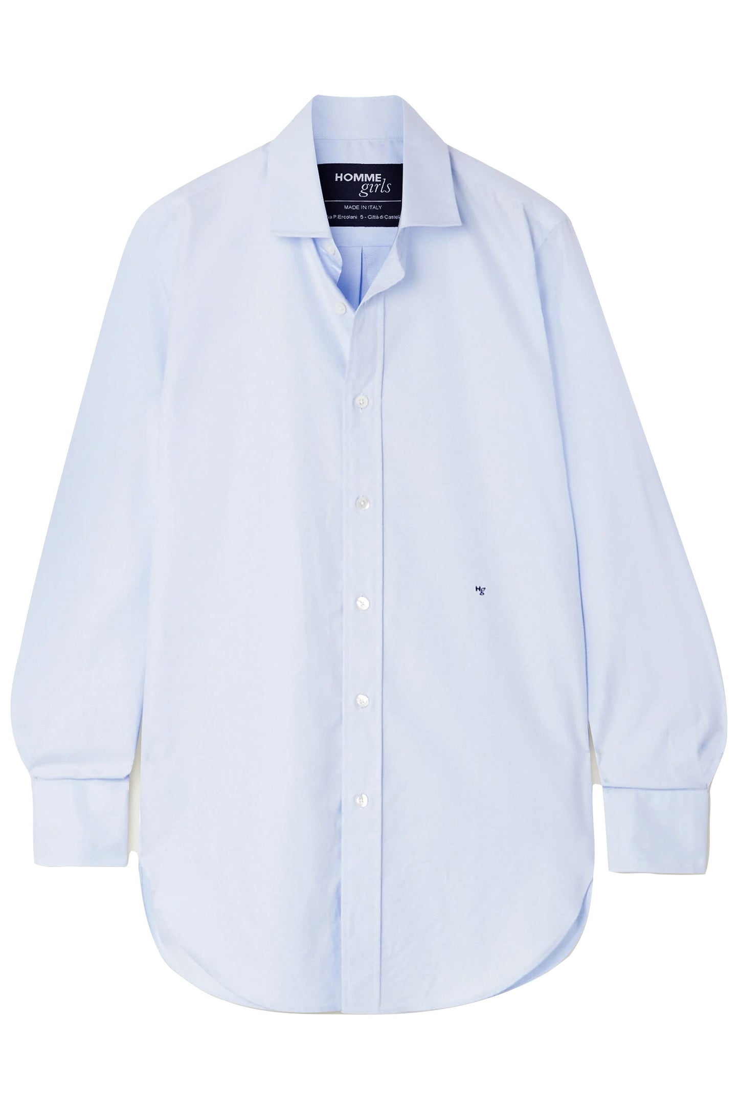 Embroidered Cotton-Poplin Shirt Sky Blue