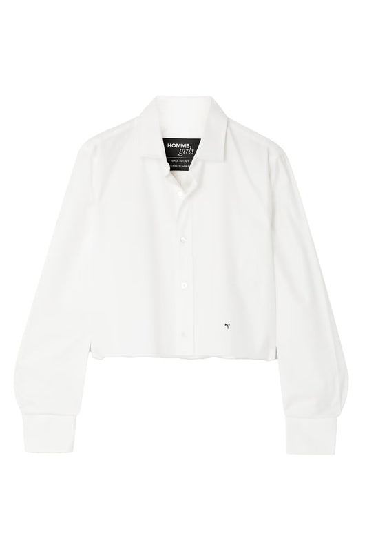 Cropped Distressed Embroidered Shirt