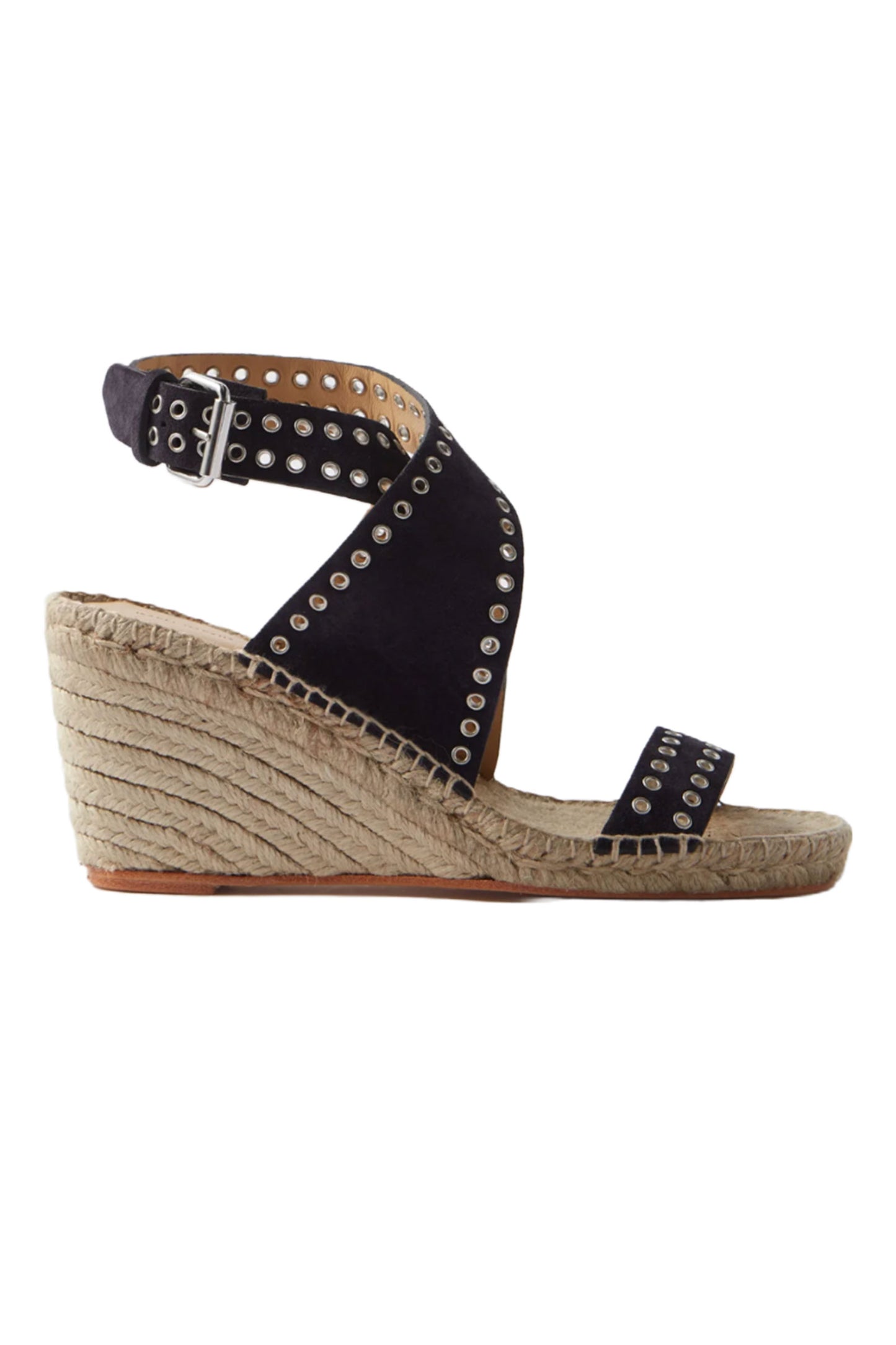 Iriane Eyelet-embellished Suede Wedge Sandals