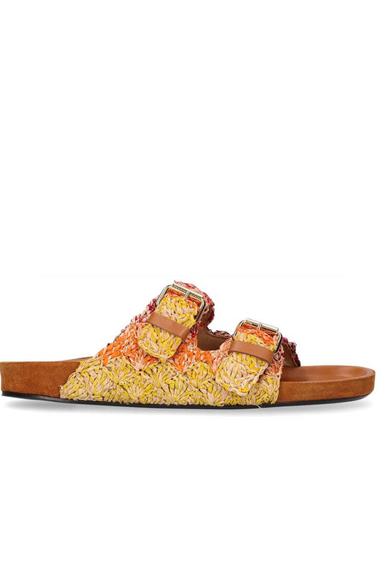 Lennyo Leather-Trimmed Raffia Sandals