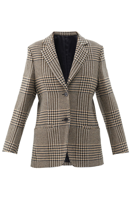 Houndstooth-Check Wool-Blend Blazer