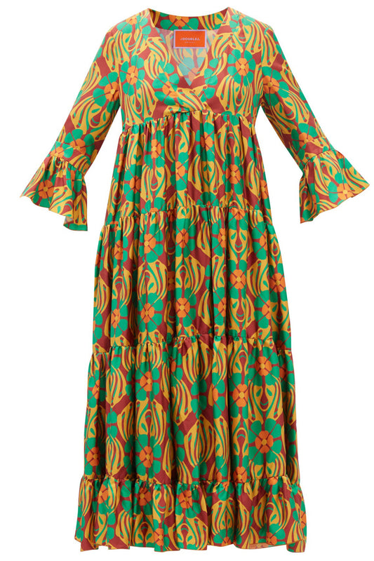 Jenifer Jane Printed Silk-Twill Maxi Dress