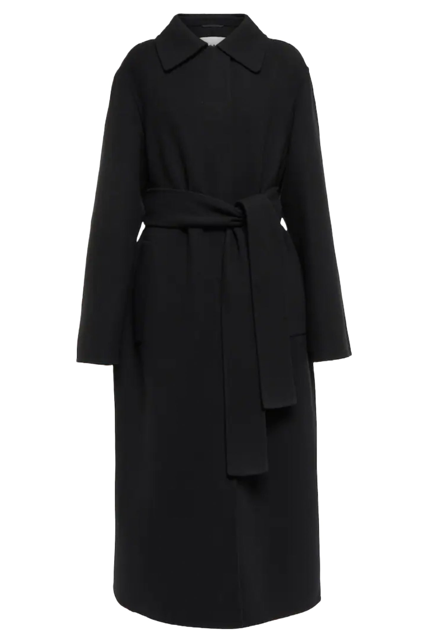 Belted Black Wool Coat