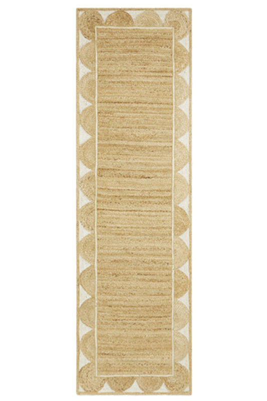 Hand Woven Scalloped Jute Runner Rug