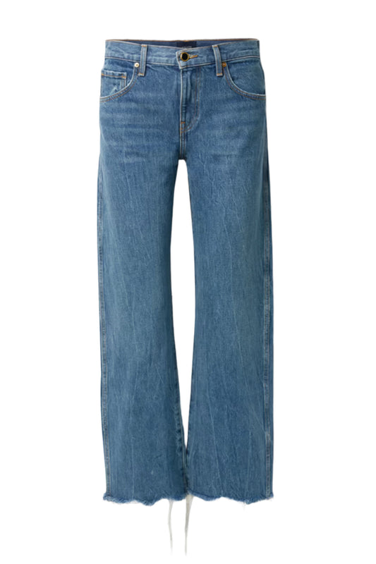 Mid Denim Kerrie Frayed Mid-rise Straight-leg Jeans