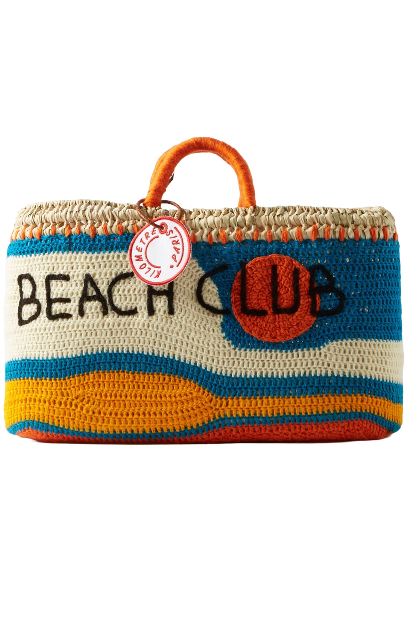 Beach Club Appliquéd Straw Basket Bag