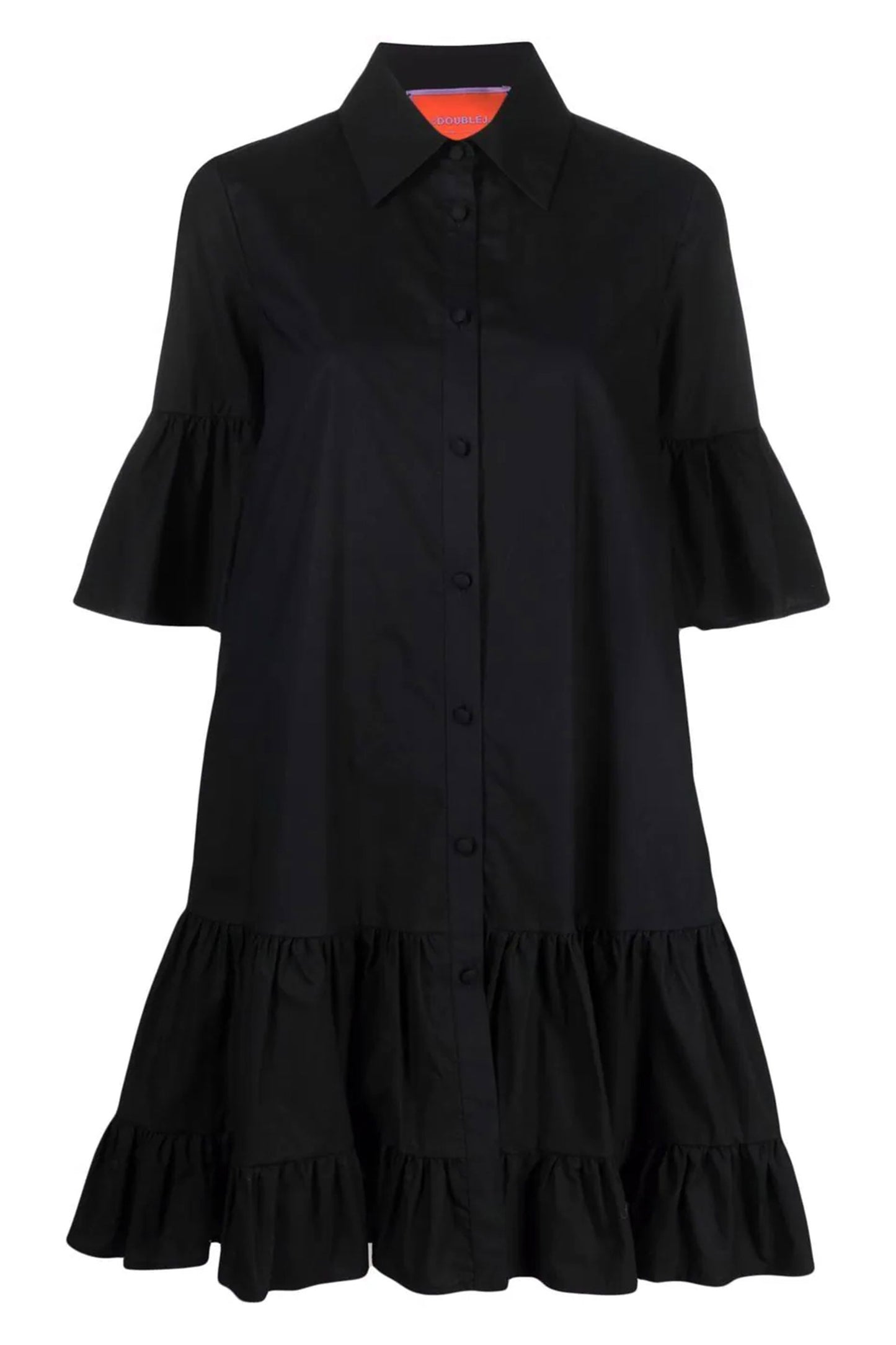 Short-Sleeve Ruffle-Hem Dress