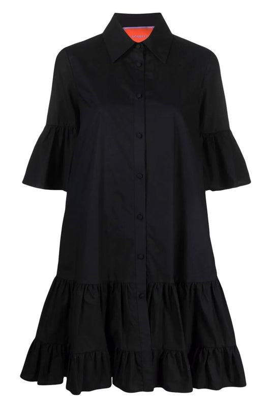 Short-Sleeve Ruffle-Hem Dress