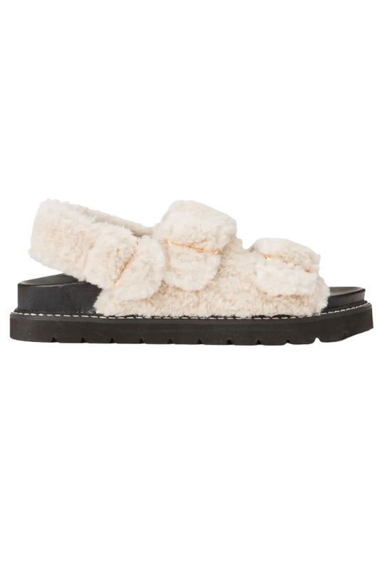 Ecru Faux Fur Sandals