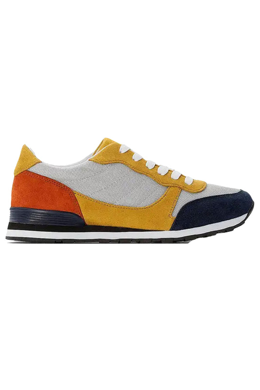 Colour Block Faux Suede Trainers with Mesh