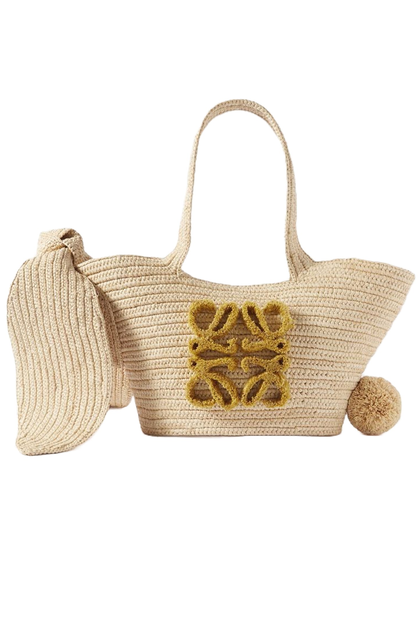 Bunny Basket Small Leather-Trimmed Raffia Shoulder Bag