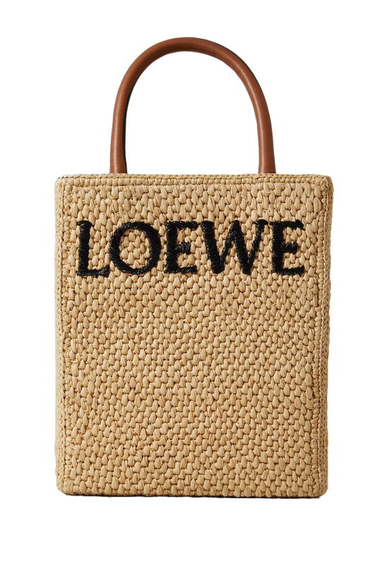 Leather-trimmed Logo Raffia Tote