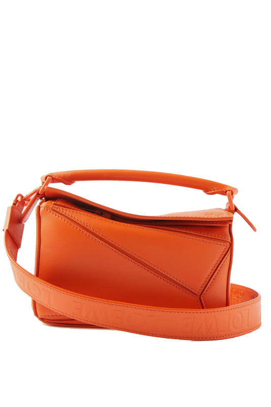 Puzzle Mini Orange Leather Cross-Body Bag