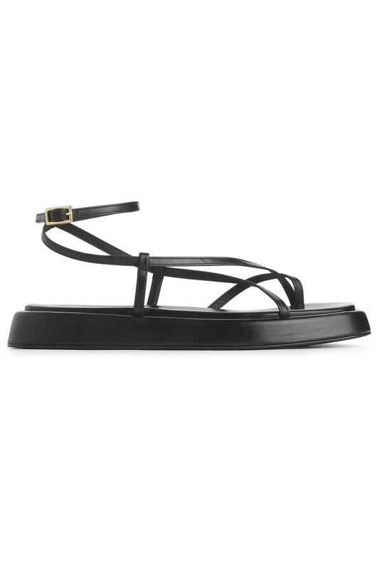 Black Leather Strap Sandals