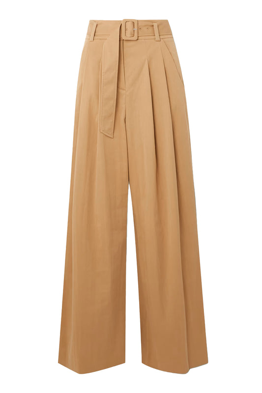 Maliyah Belted Pleated Wide-Leg Pants