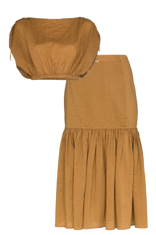 Seersucker Midi Skirt Co-ord