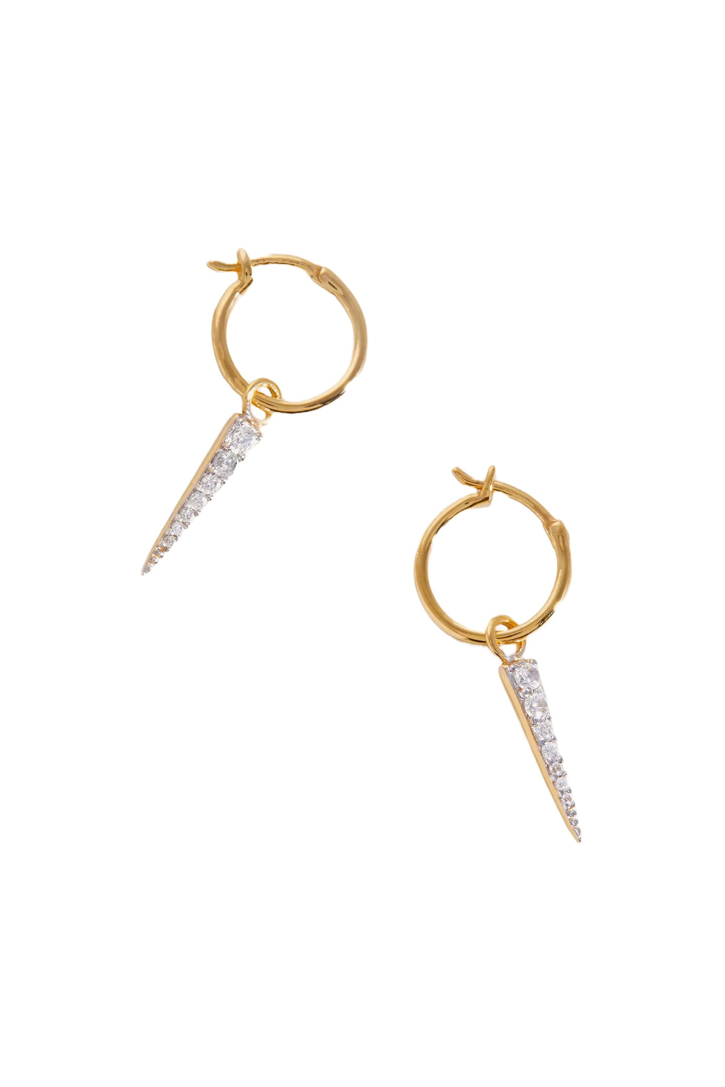 18ct Gold-Plated Vermeil Silver Mini Pavé Spike Charm Hoop Earrings