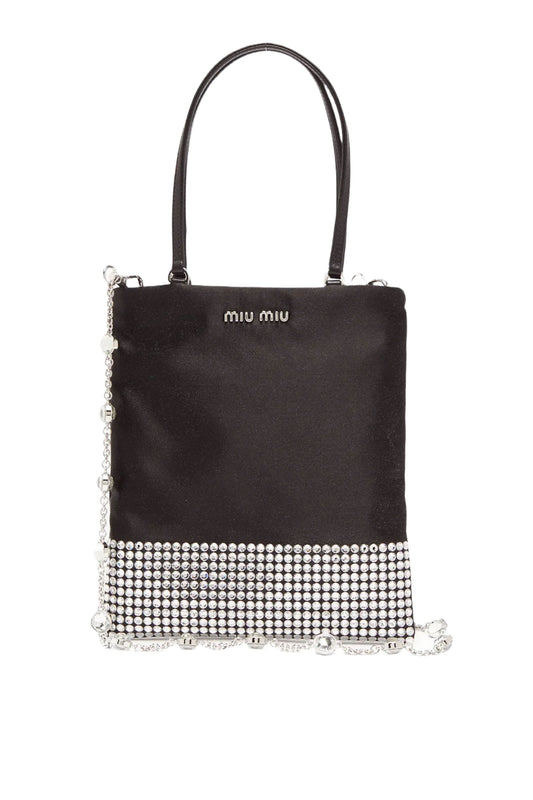 Crystal-embellished Satin Bag